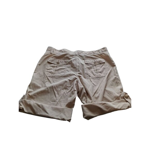 Weatherproof Womens Cargo Roll-Up Shorts Size 16 Khaki Gorpcore Preppy - Picture 2 of 8
